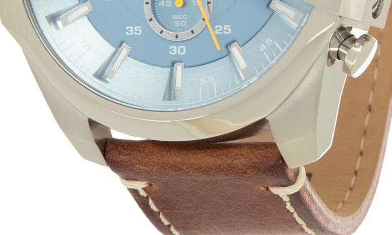 Diesel ® Mega Chief Leather Strap Watch, 51mm In Brown