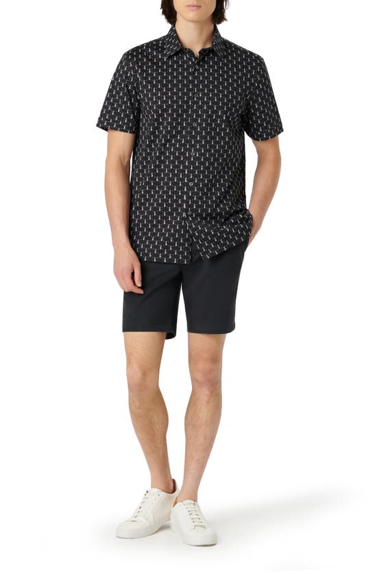 Shop Bugatchi Milo Ooohcotton® Print Short Sleeve Button-up Shirt In Black