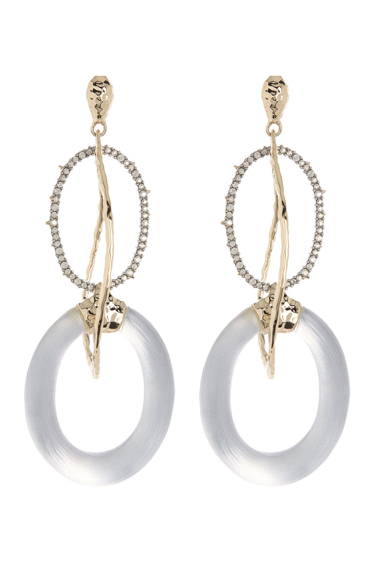 Alexis Bittar Hammered Orbital Crystal Accented Drop Earrings In Silver