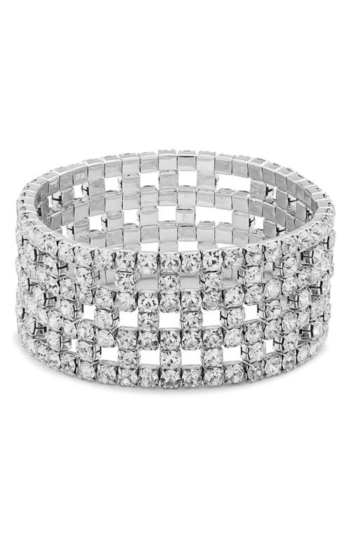 Nordstrom Rhinestone Lattice Stretch Bracelet in Clear- Rhodium 