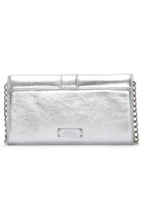 Shop Vince Camuto Maecy Leather Wallet On A Chain In Metallic Silver