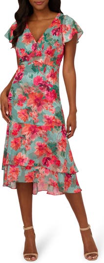 Adrianna Papell Print Layered Ruffle Dress Nordstrom