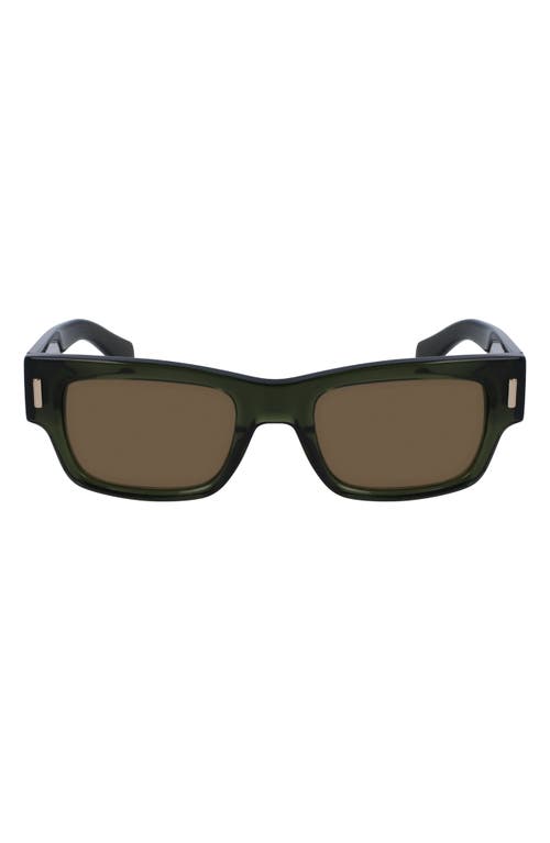 Shop Ferragamo Rivets 53mm Rectangular Sunglasses In Transparent Khaki