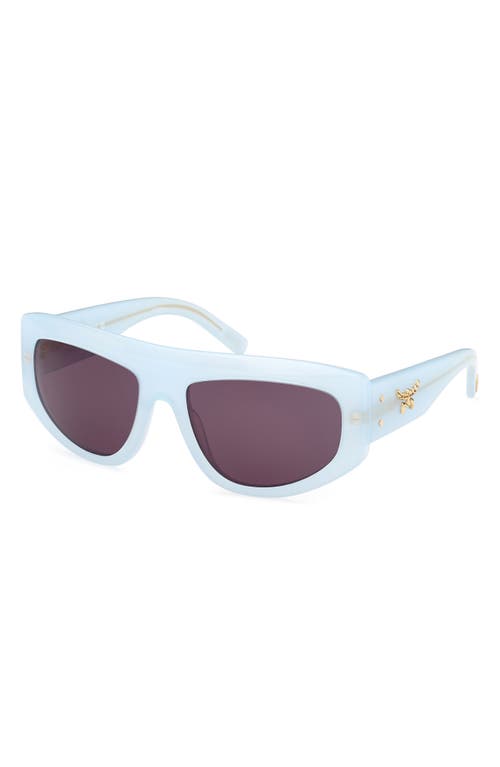 Shop Mcm 59mm Pilot Sunglasses<br /> In Shiny Light Blue/smoke