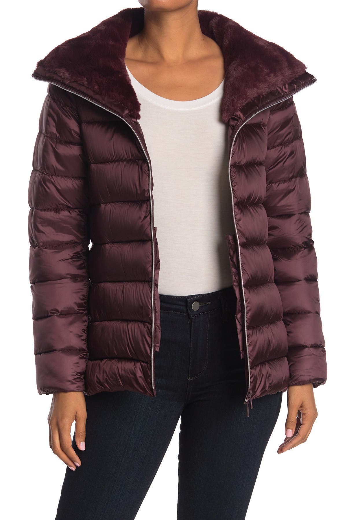 faux fur hood padded jacket
