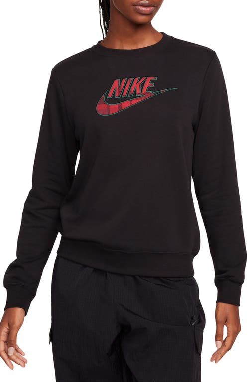 Nike Club Fleece Crewneck Sweatshirt in Black/Night Forest at Nordstrom, Size Large