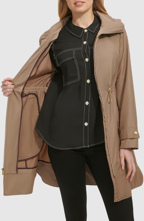Cole Haan Travel Packable Hooded Rain Jacket In Champagne