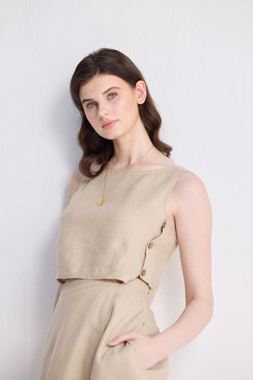 Reistor Boxy Crop Top In Neutral Beige