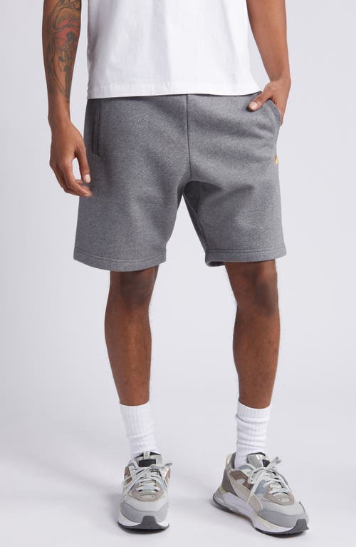 Carhartt Work In Progress Chase Sweat Shorts In Dark Grey Heather/gold