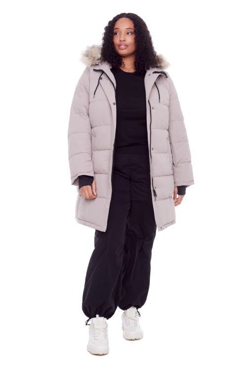 Alpine North Aulavik Plus Women's Vegan Down (recycled) Mid-length Hooded Parka Coat (plus Size) In Light Taupe