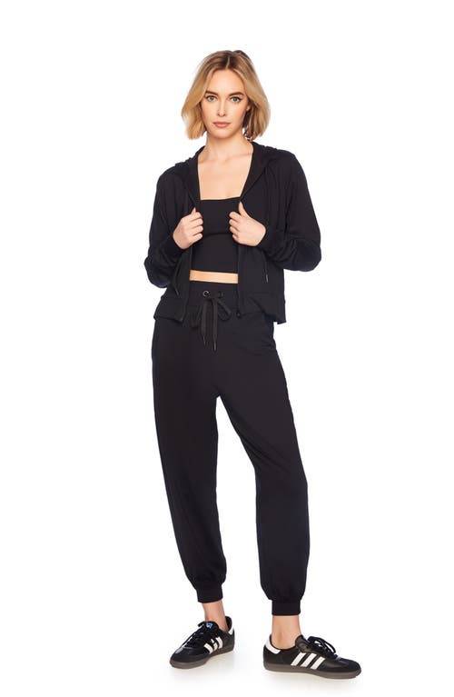 Shop Susana Monaco Front Zip Crop Hoodie In Black