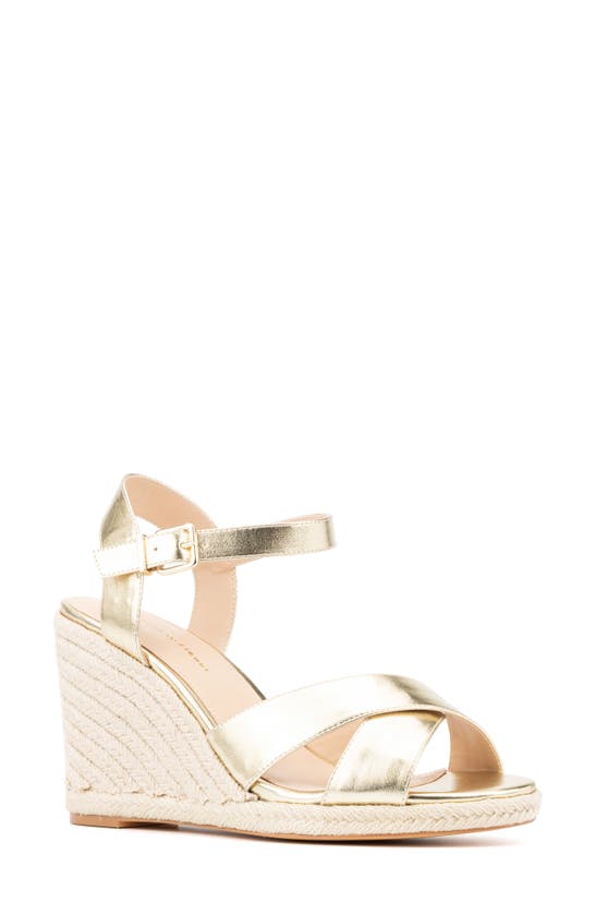 Fashion To Figure Irene Metallic Espadrille Wedge Sandal In Gold | ModeSens