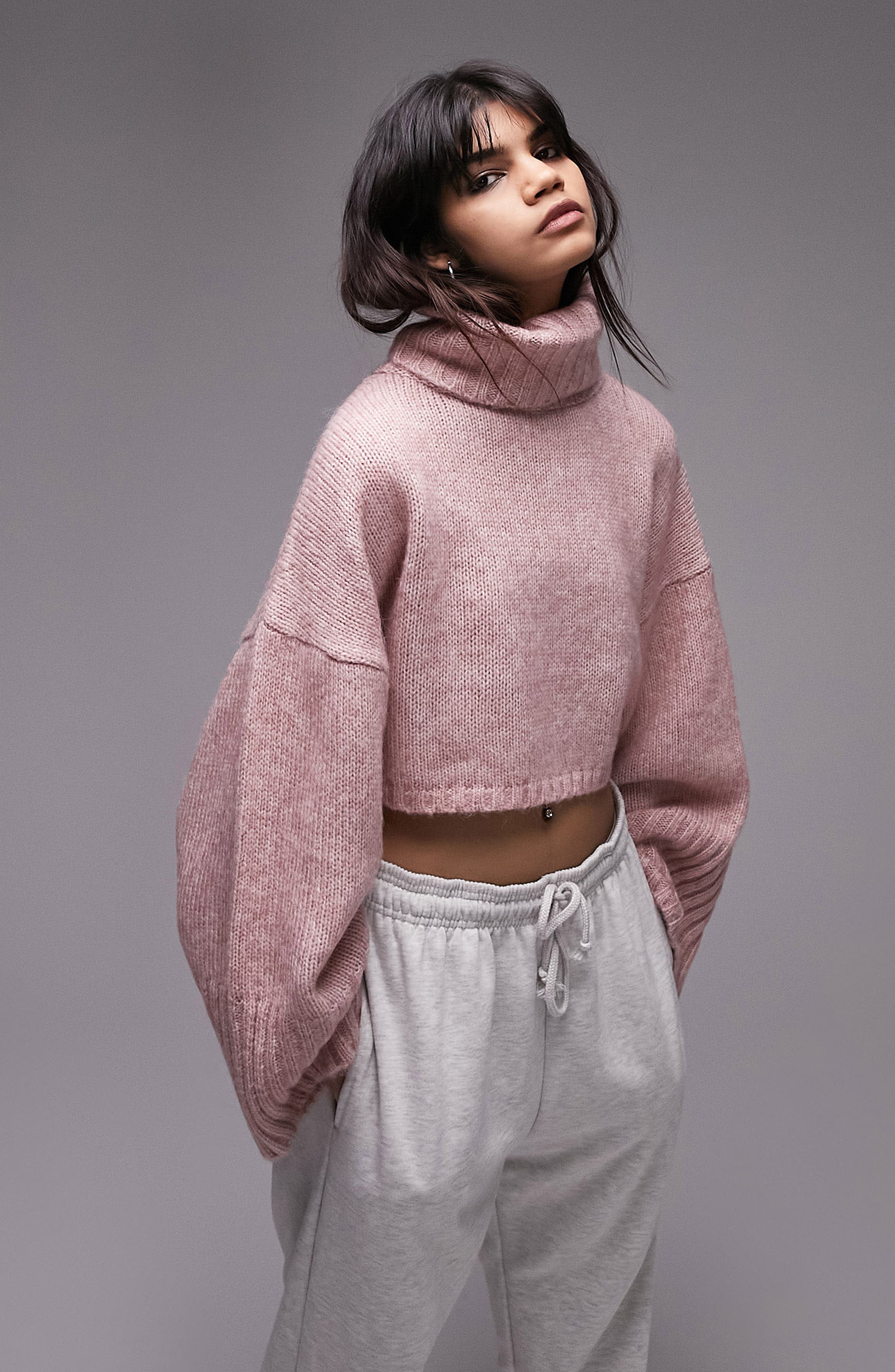 Topshop Super Crop Turtleneck Sweater 