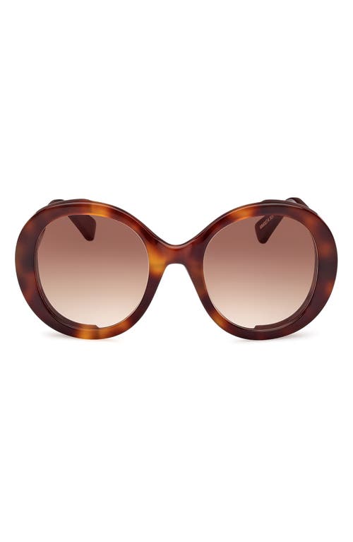 Max Mara 54mm Gradient Round Sunglasses in Dark Havana /Gradient Brown at Nordstrom