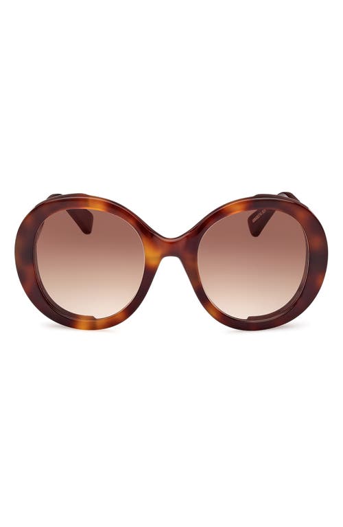 Max Mara 54mm Gradient Round Sunglasses In Dark Havana/gradient Brown