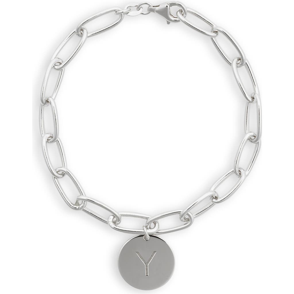Meshmerise Initial Disc Charm Bracelet In White-y