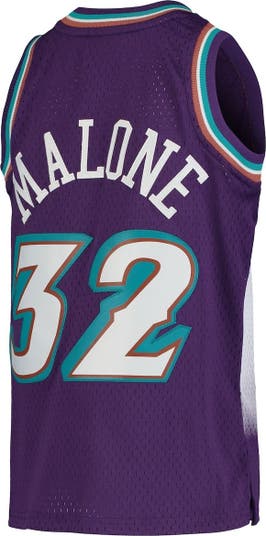 Male Utah Jazz 32 Karl Malone Hardwood Classic Throwback Purple