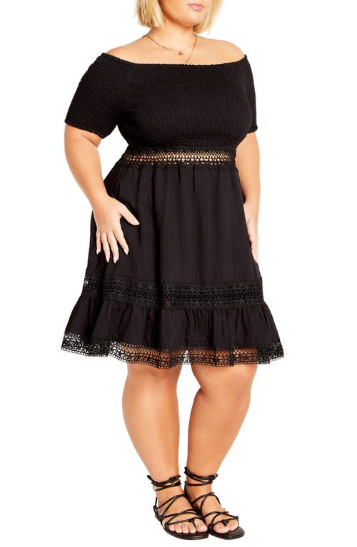 Shop City Chic Aura Off The Shoulder Fit & Flare Dress In Black