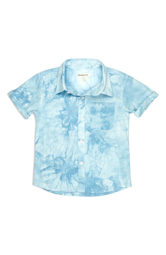 Appaman Kids' Playa Short Sleeve Button-up Shirt In Sky Blue