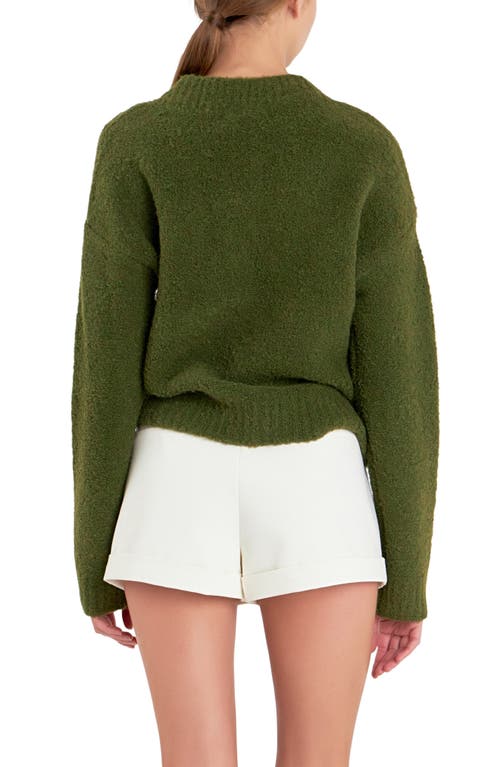 English Factory Cozy Crewneck Sweater In Khaki
