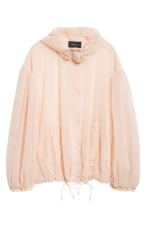 Shop Simone Rocha Balloon Sleeve Sheer Hooded Parka In Light Beige