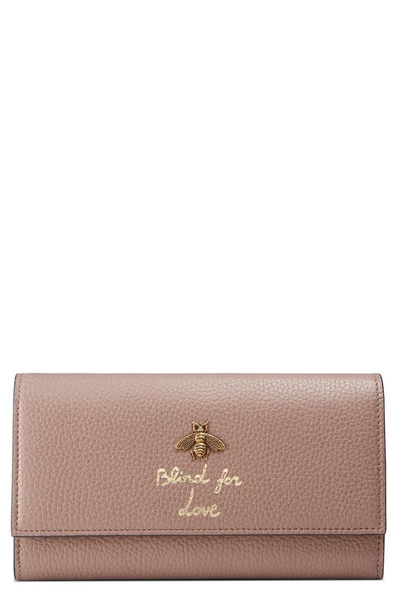 Gucci Animalier Bee Leather Continental Wallet | Nordstrom