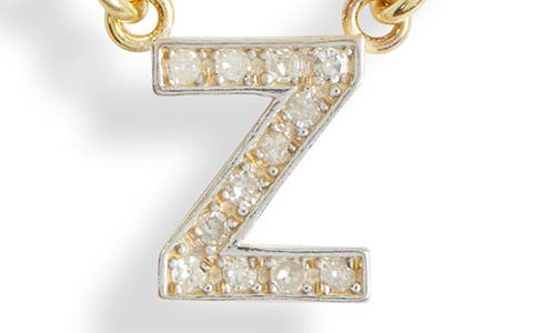 Meshmerise Diamond Initial Charm Paper Clip Chain Necklace In Yellow-z