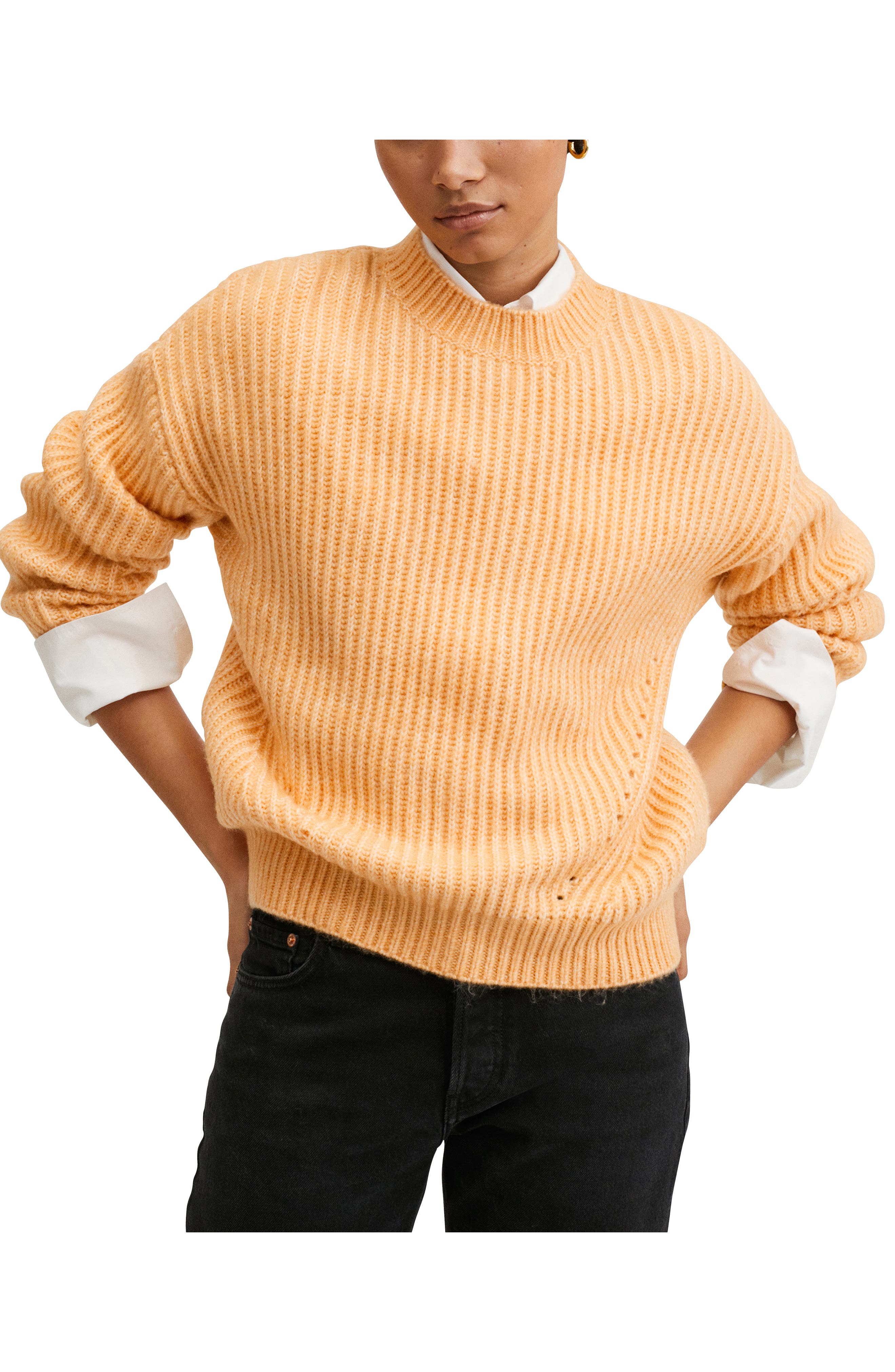 MANGO Chunky Shaker Stitch Sweater 