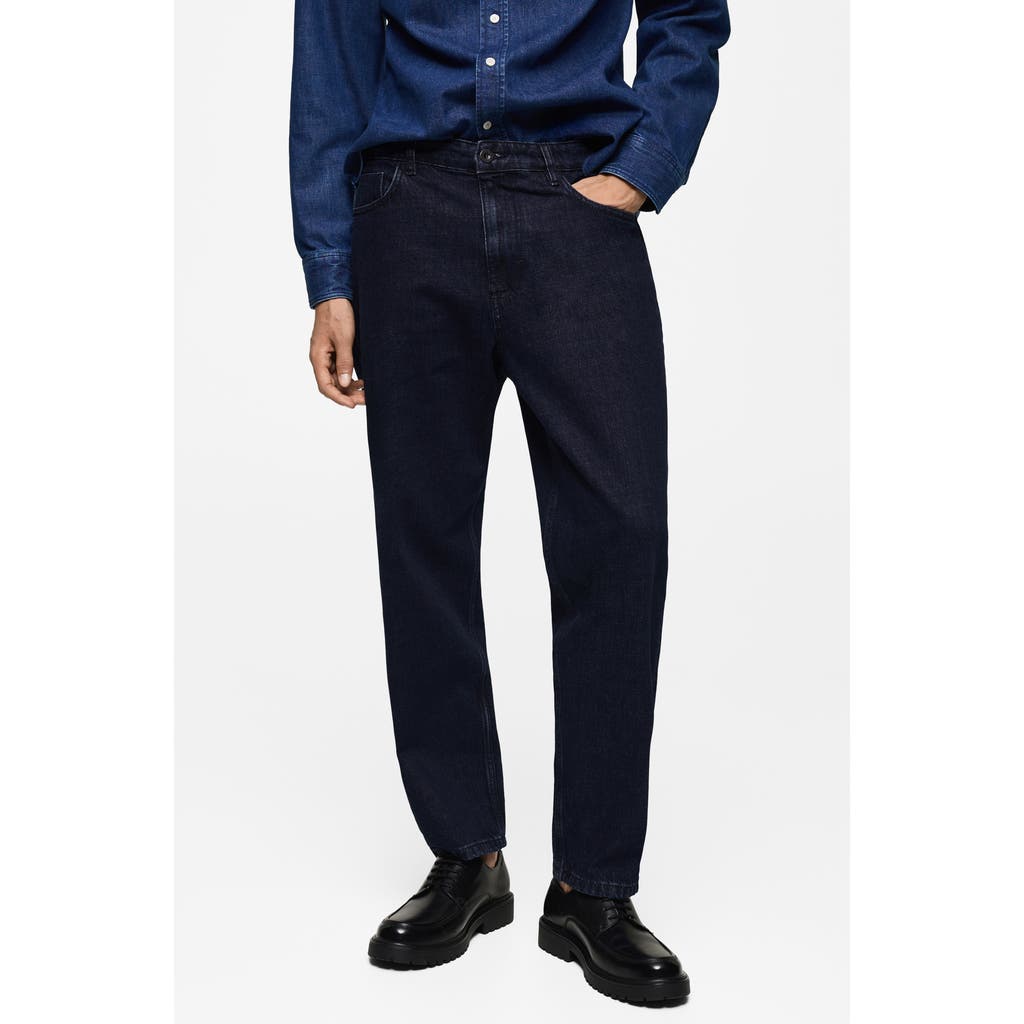 Mango Relaxed Fit Jeans In Dark Blue
