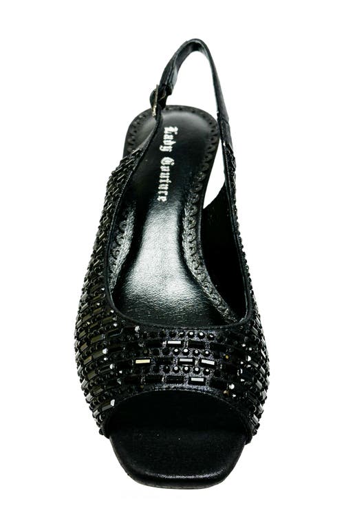 Lady Couture Queen Slingback Wedge Heel Sandal In Black