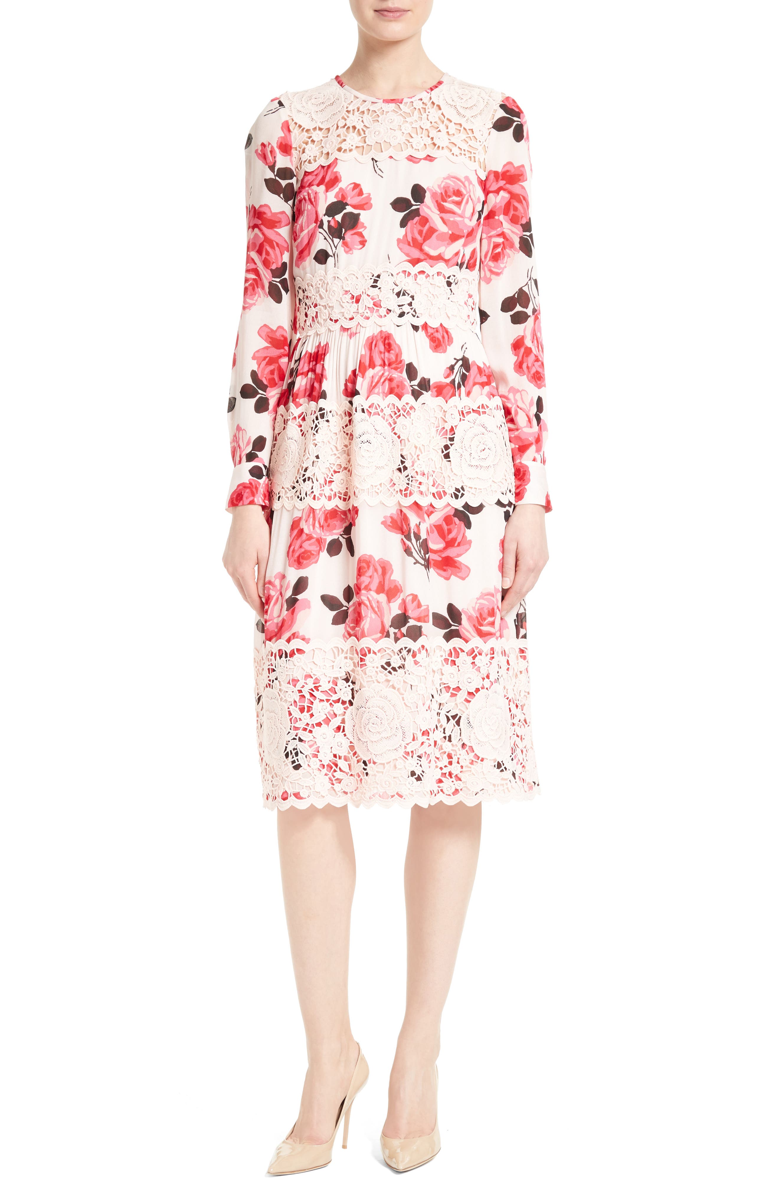 kate spade new york rosa lace appliqué midi dress Nordstrom