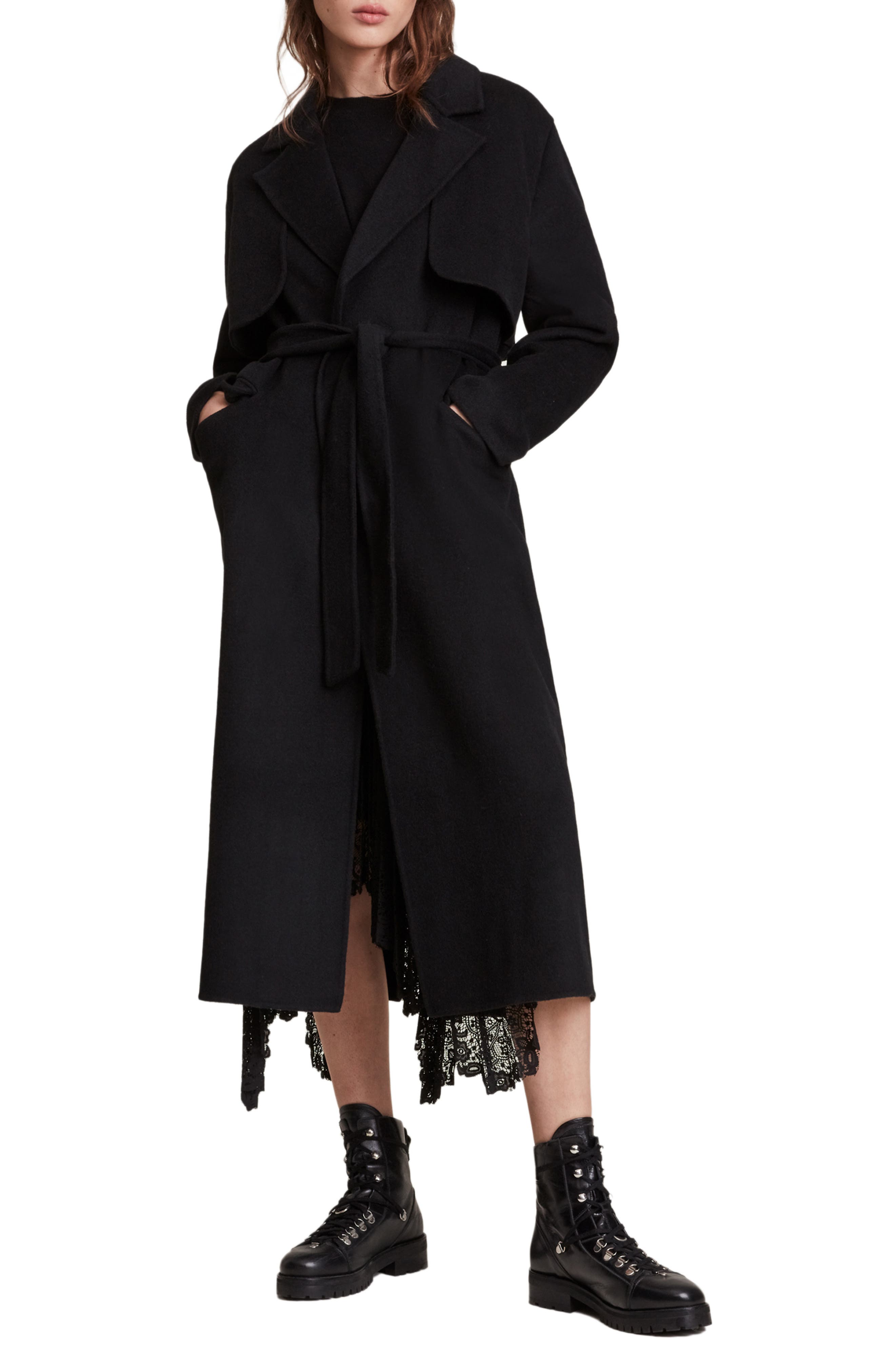 black wool blend coat