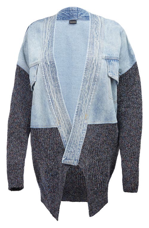 SAACHI SAACHI MIXED MEDIA DENIM CARDIGAN