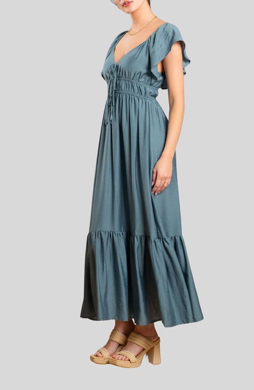 Blu Pepper Sweatheart Neck Shirred Maxi Dress In Light Teal