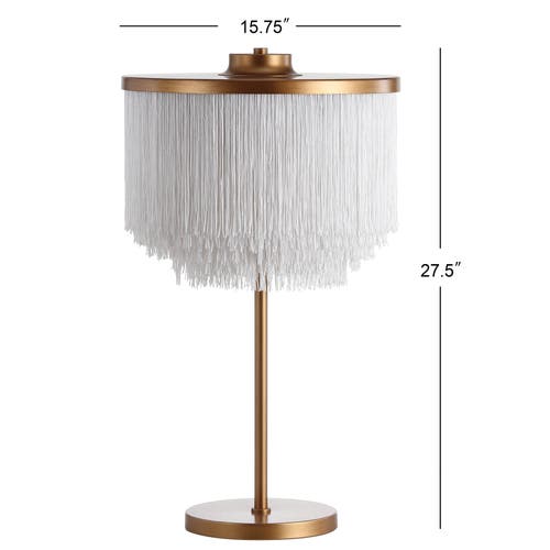 Shop Jonathan Y Coco Fringed/metal Led Table Lamp In Gold