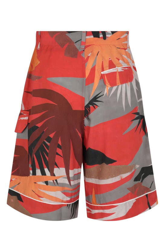 Shop Palm Angels Tropical Print Shorts In Red Multi