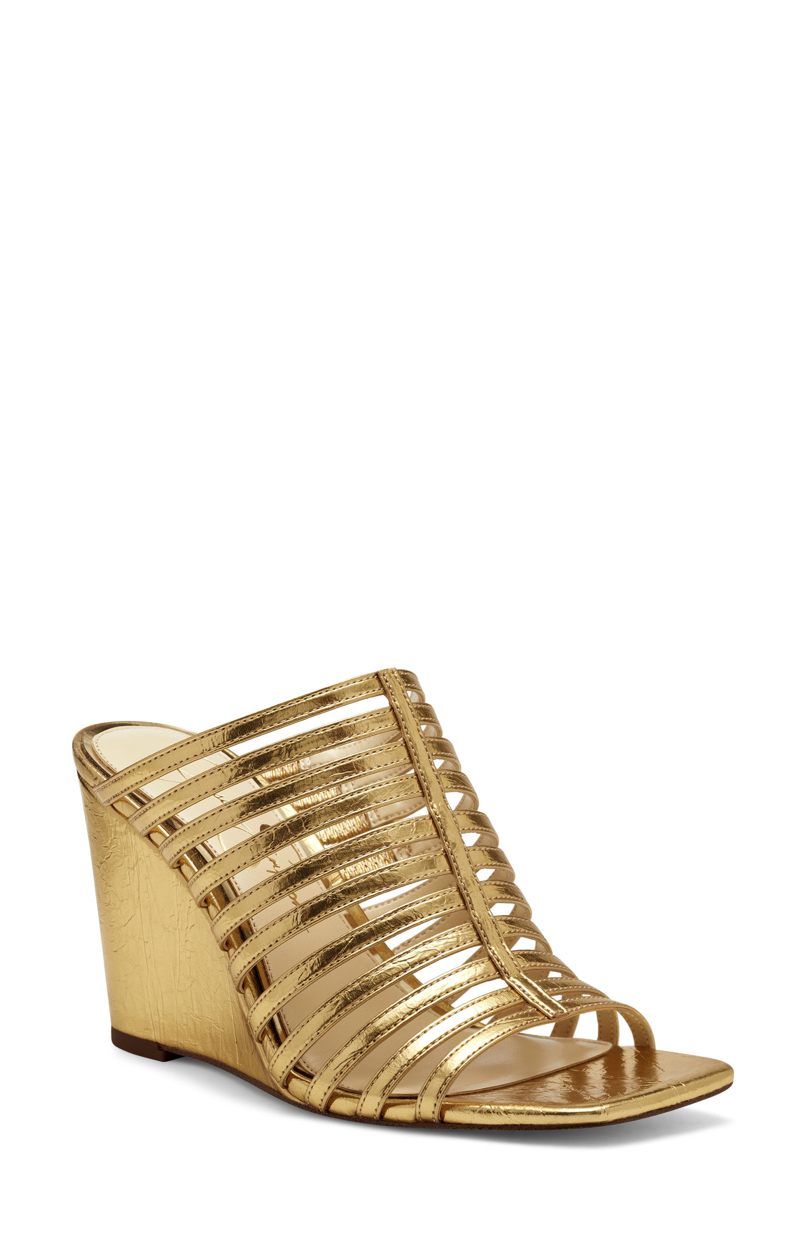 dressy gold wedge sandals