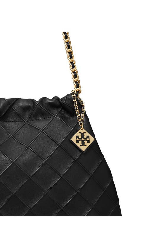 Shop Tory Burch Fleming Soft Quilted Leather Hobo Bag In Black
