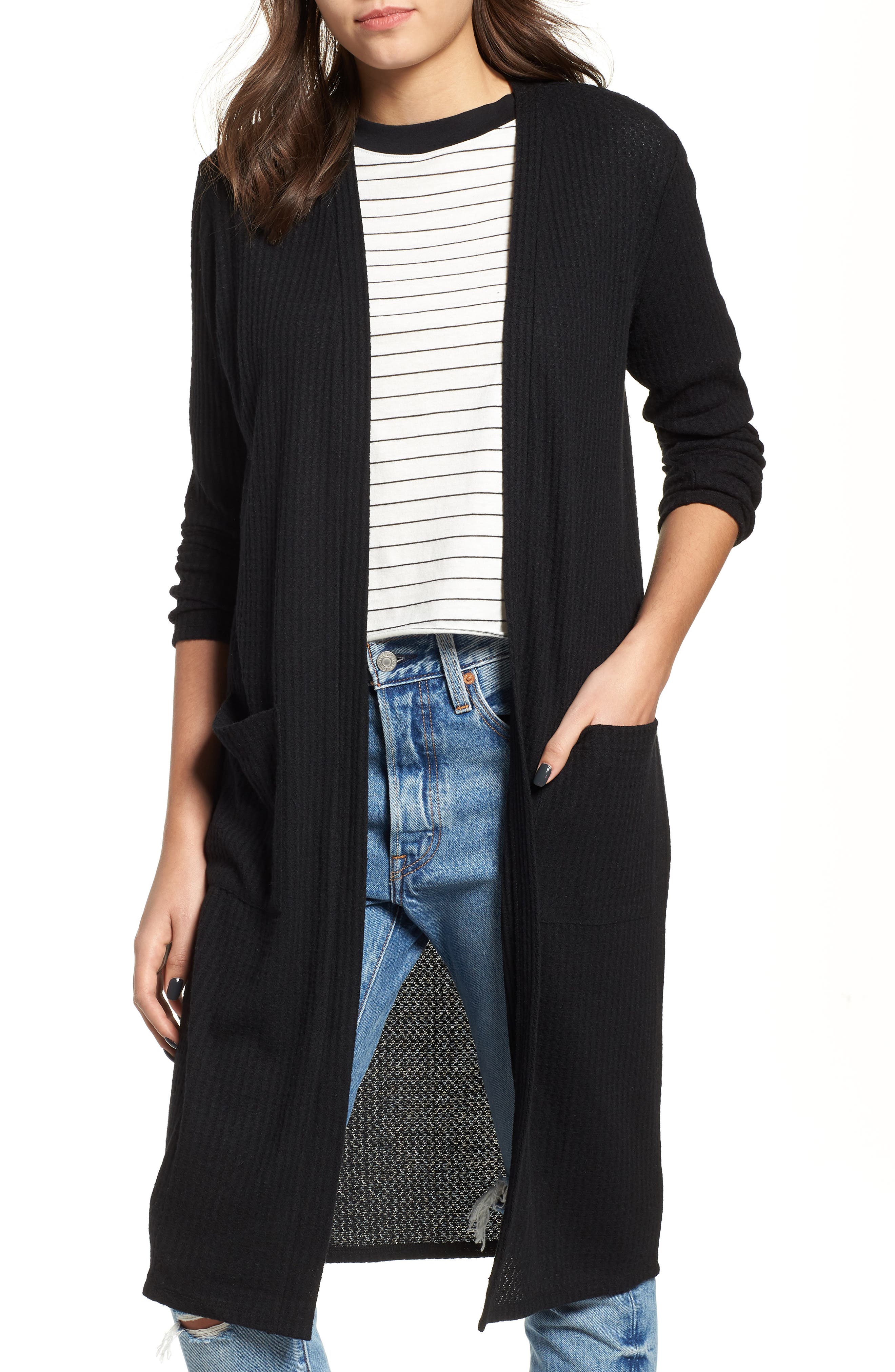 waffle knit duster cardigan