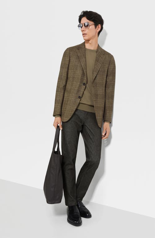 Zegna Crossover Plaid Wool Blend Sport Coat In Fango