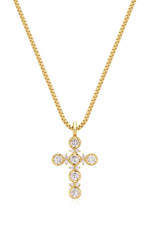 Luv Aj Rosette Cross Pendant Necklace In Gold