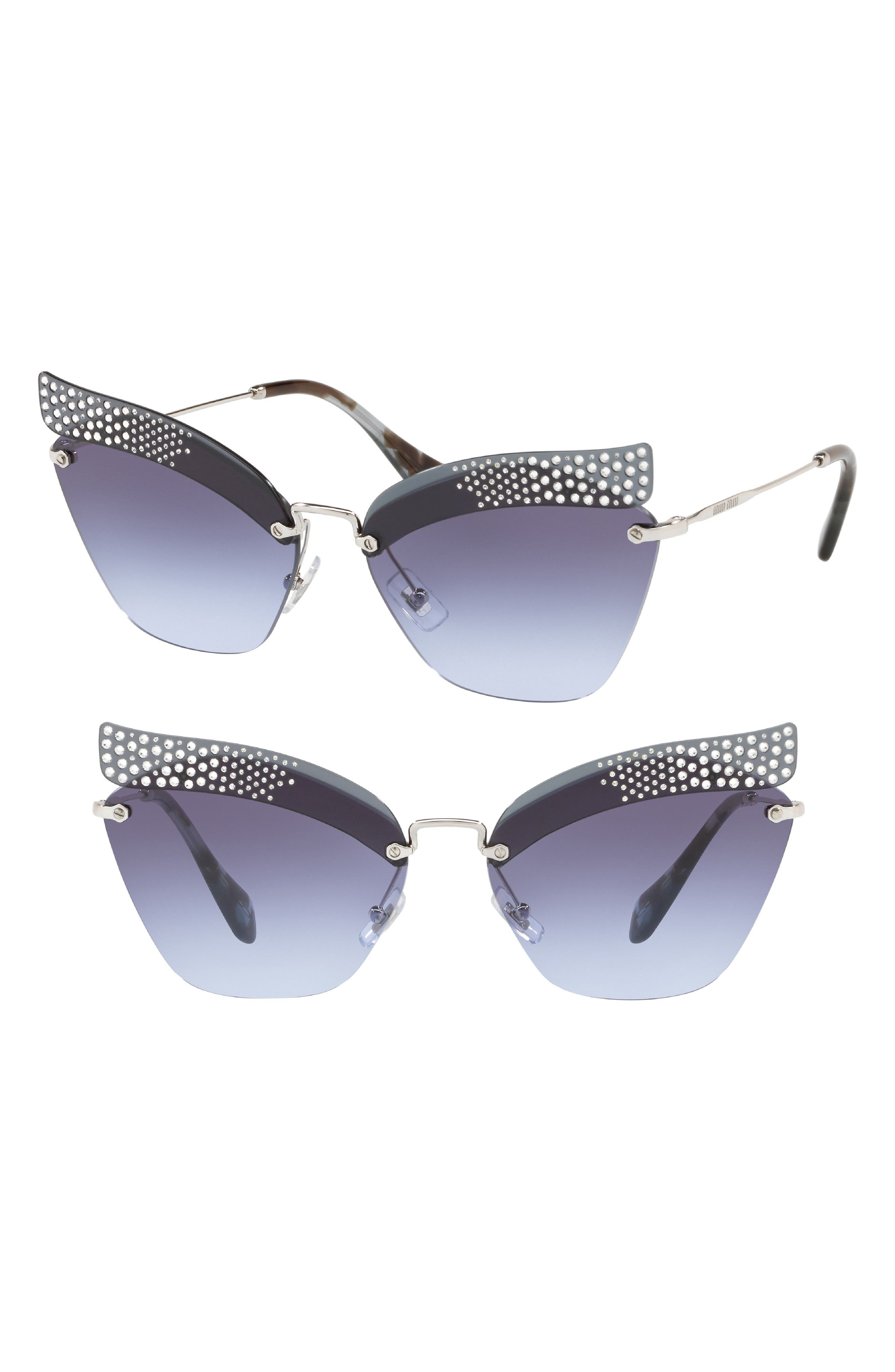 Miu outlet Miu 63 mm pave gradient oversize cat eye sunglasses