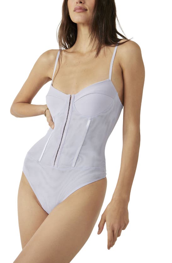 Shop Free People Intimately Fp Night Rhythm Corset Bodysuit In Soft Lilac