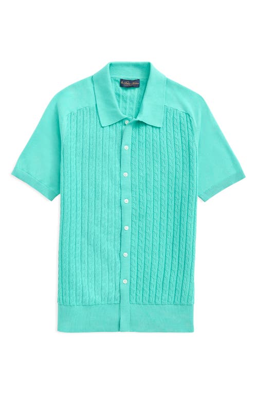 Brooks Brothers Cable Knit Button-up Polo In Adriatic Blue