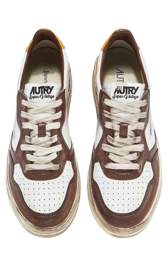 Shop Autry Medalist Super Low Sneaker In White/ Brown/ Honey