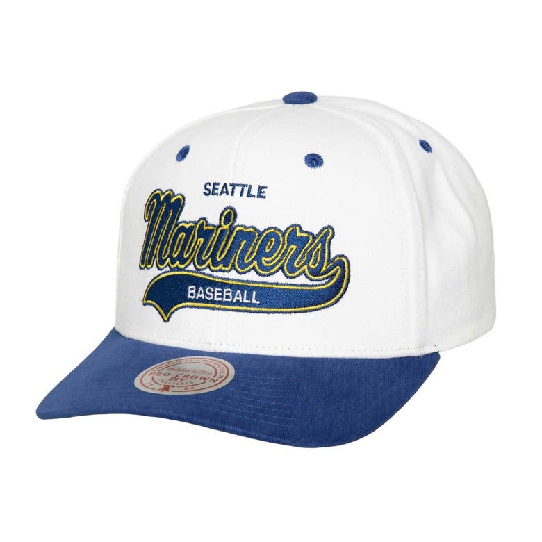 Mitchell & Ness White Seattle Mariners Cooperstown Collection Tail Sweep Pro Snapback Hat