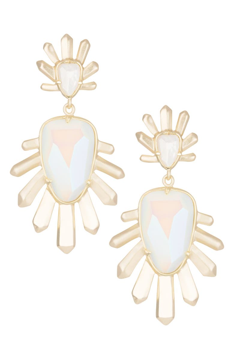 KENDRA SCOTT 'Sterling' Spike Stone Drop Earrings, Main, color, GOLD IRIDESCENT WHITE