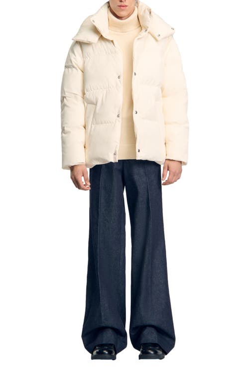 Shop Sandro Quilted Puffer Jacket In Cream