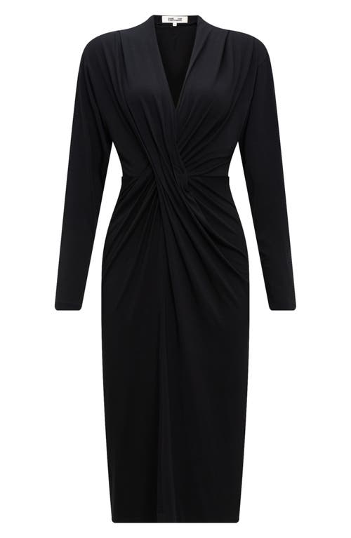 Shop Diane Von Furstenberg Sylvia Center Twist Long Sleeve Dress In Black