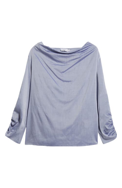 Shop Harshman Dania Ruched Draped Neck Top In Ice Blue